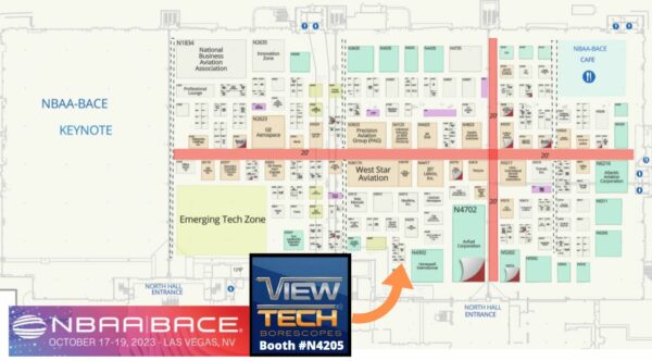 NBAA BACE 2023 Floor Plan - Exhibitor ViewTech Borescopes - Booth N4205