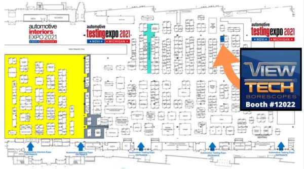 Automotive Testing Expo 2021 Floor Plan ViewTech Borescopes Booth 12022