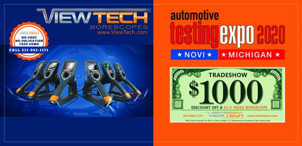 Automotive TestingExpo 2020 ViewTech Borescopes Discount Offer