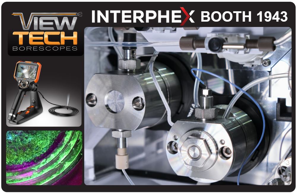 ViewTech Borescopes showcases its advanced video borescope technology for pharmaceutical and biotechnology applications at INTERPHEX (Booth 1943), highlighting solutions designed to improve inspection efficiency, safety, and compliance in critical manufacturing environments.