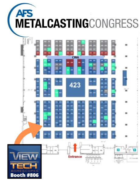 MetalCasting Congress 2026 Floor Plan Exhibitor ViewTech Borescopes