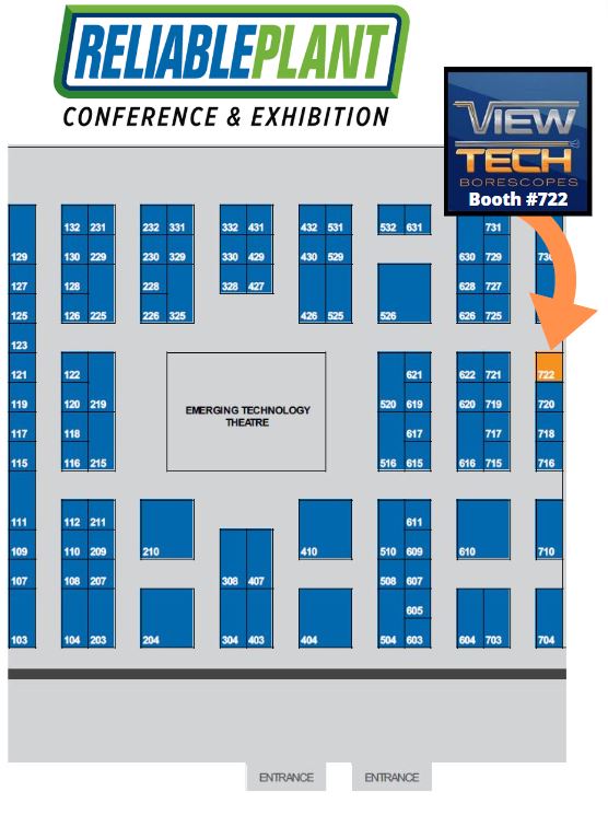 Reliable Plant Conference Floor Plan 2024 - Exhibitor ViewTech Borescopes