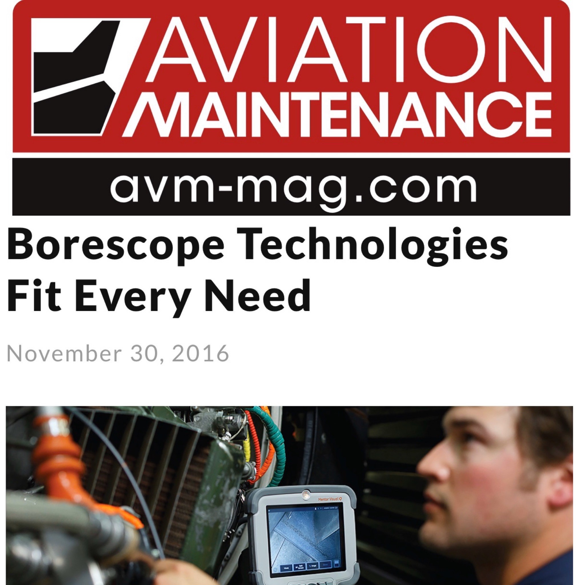 Aviation Maintenance Magazine ViewTech Borescopes Article