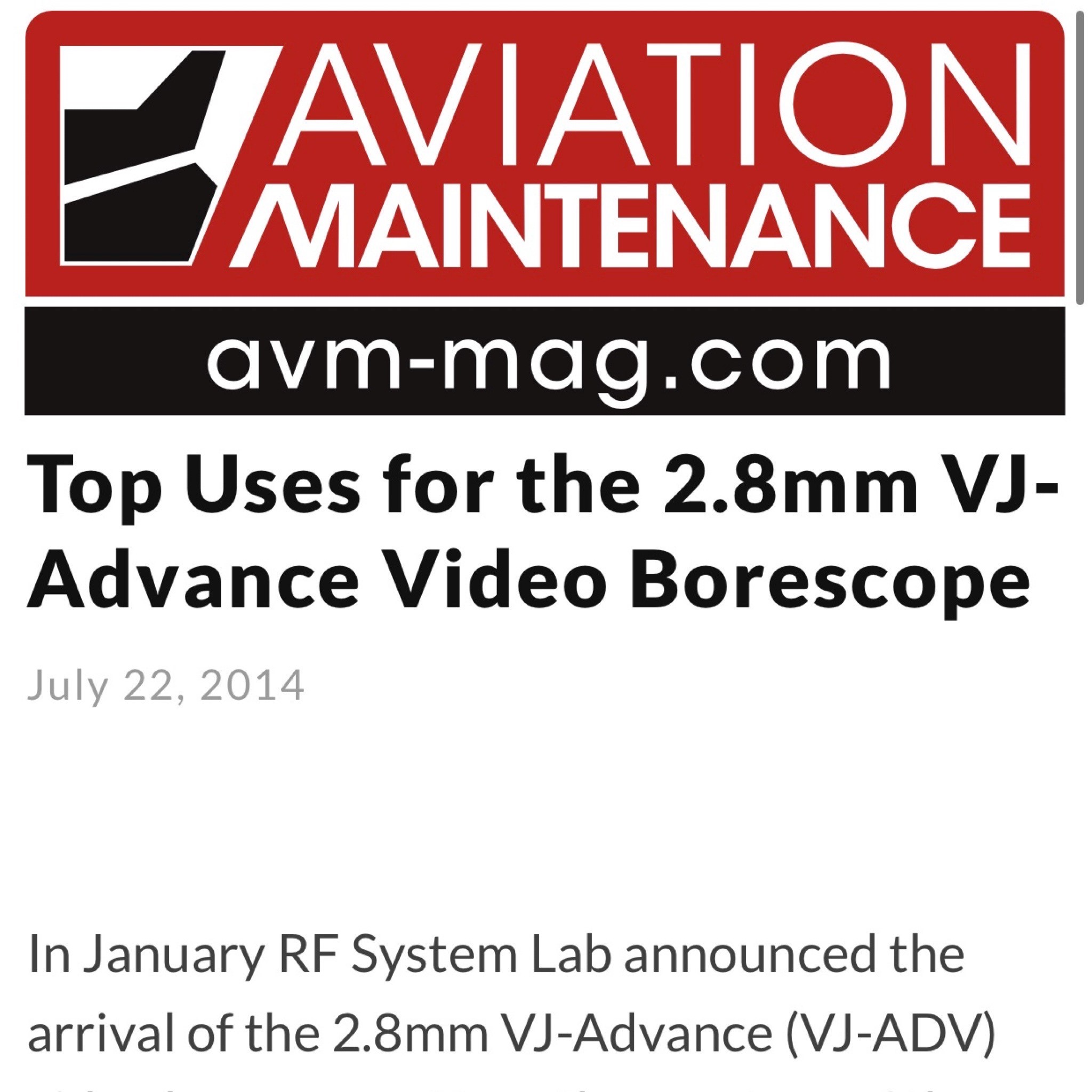 aviation maintenance magazine 2.8mm video borescope