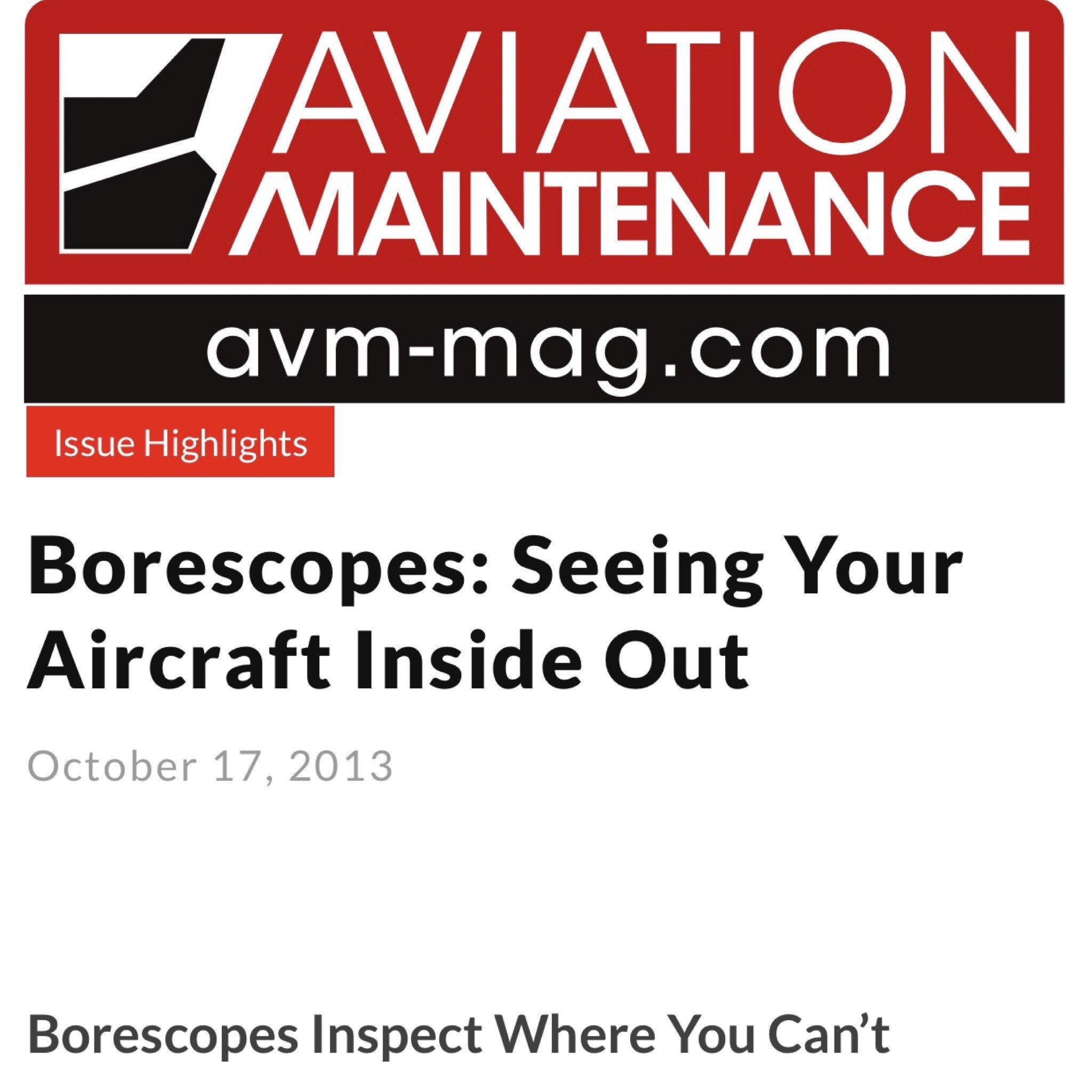Aviation Maintenance Magazine ViewTech Borescopes Article 1